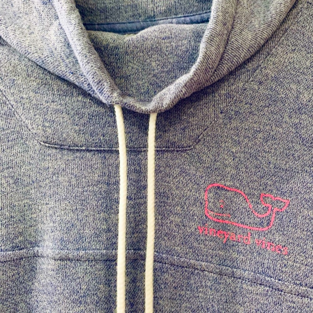 Vineyard Vines Super-soft periwinkle hoodie with bright fuscia emblem- small